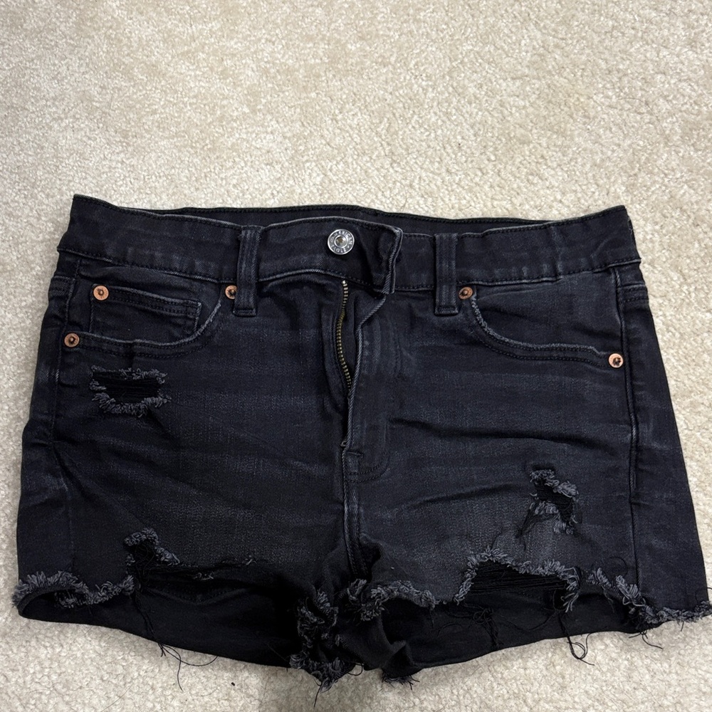 American Eagle Outfitters Black Ripped Jean Shorts